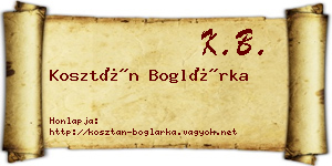 Kosztán Boglárka névjegykártya