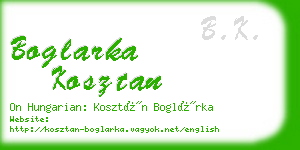 boglarka kosztan business card